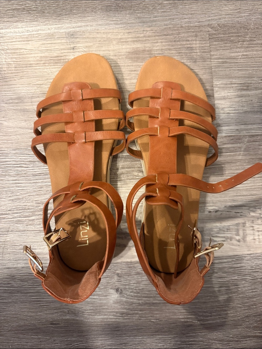 Women’s Tan Strappy Gladiator Flat Sandals - Casual Comfort
